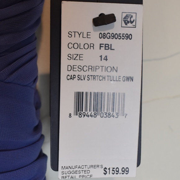 Adrianna Papell Cap Sleeve Stretch Tulle Gown! - Picture 4 of 15